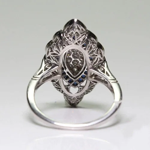 Miniatura 3 de Anillo de plata de ley 925 brillante con diamantes de zafiro, corte lágrima, circonita cúbica, anillos de compromiso de eternidad, anillo de boda