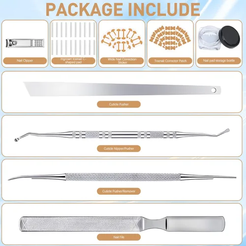 Miniatura 2 de Kits de corrector de uñas encarnadas con tiras curvas, parches transpirables y herramientas de pedicura, juego de cuidado de uñas para una