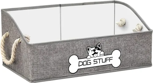 Caja de juguetes plegable de tela para perros y contenedor de almacenamiento con asa - Organizador de canasta trapezoidal para juguetes de mascotas,