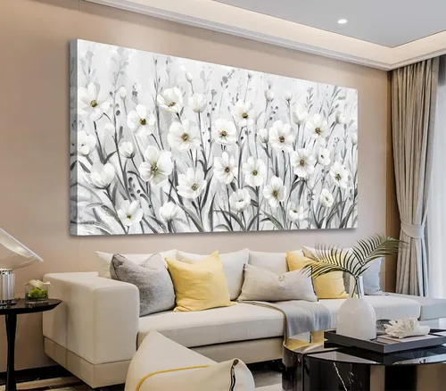 Miniatura 9 de arteWOODS Arte de Pared en Lienzo de Flores - Cuadros de Ramas de Flores Beige Decoración de Pared Pintura Botánica Rústica Marrón Obra de Arte
