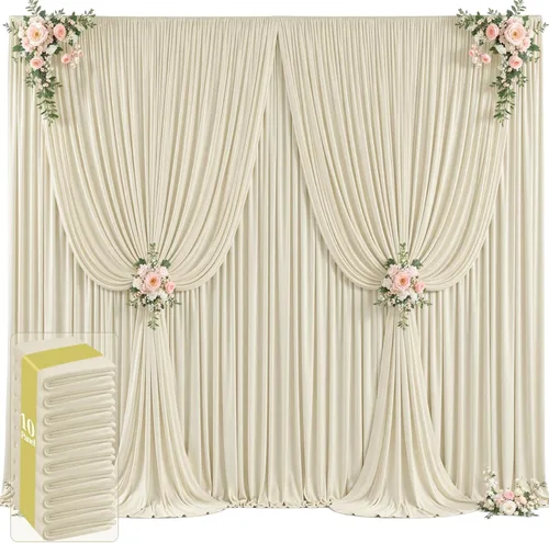 Miniatura 16 de 20 pies x 12 pies Cortinas de Telón de Fondo Azul Bebé Sin Arrugas para Bodas y Fiestas, Telón de Fondo de Tela Azul, Cortinas para Bodas