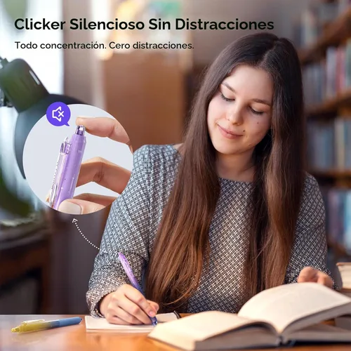 Miniatura 3 de WRITECH Bolígrafos de gel de punta fina: 1.0mm tinta negra retráctil 4 unidades escritura suave con barril de color degradado estético para diario