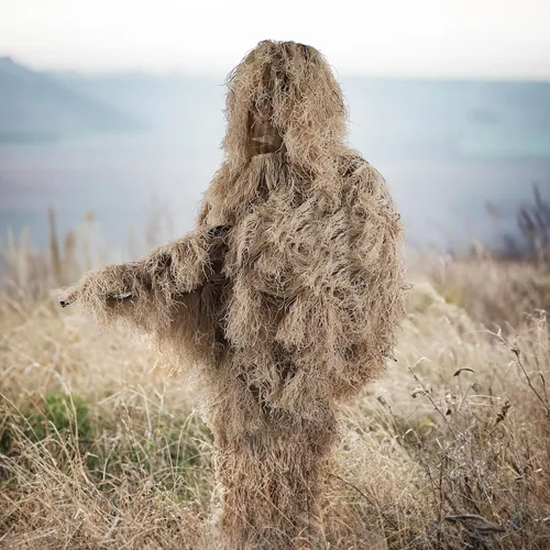 Miniatura 8 de Kalkal Traje Ghillie, Ropa de Camuflaje para Caza para Hombres, Doble Costura, Traje Gilly para Adultos para Caza en la Selva y Halloween