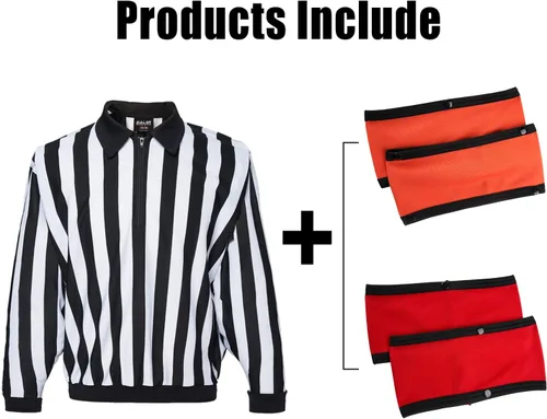 Miniatura 4 de EALER HRJ100 Camisa de manga larga para árbitro/árbitro a rayas de hockey sobre hielo con brazaletes extraíbles naranja y rojo