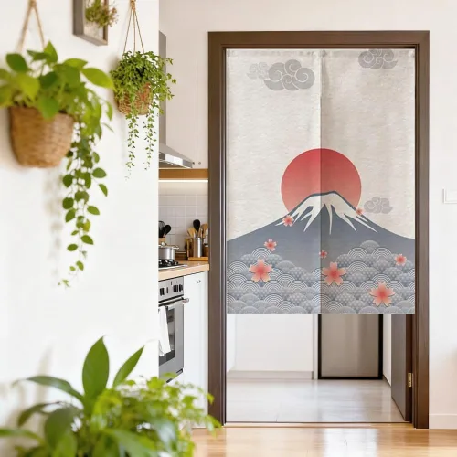 Miniatura 3 de MYRU Tapiz de cortina japonesa Noren para puerta (montaña de Fuji, 33.5 x 59 pulgadas)