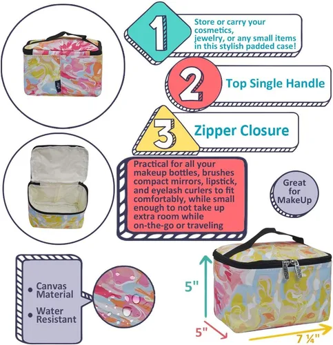 Miniatura 4 de NGIL Bolsa de cosméticos de viaje, bolsa organizadora de maquillaje para mujeres y niñas, Azul Rey Diamantina, Casual
