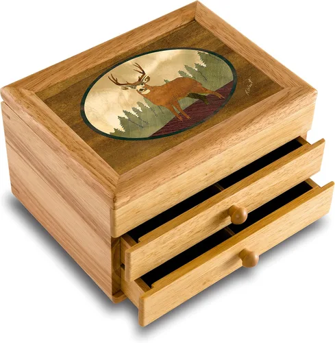 Miniatura 11 de Joyero y regalo de madera de ciervo, hecho a mano en Estados Unidos, calidad inigualable, único, no hay dos iguales, obra original de arte de madera