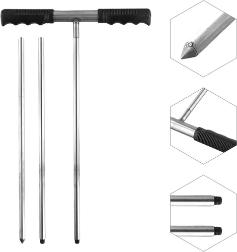 Miniatura 4 de Varilla de sonda de suelo de acero inoxidable de 32 a 48 pulgadas de longitud ajustable para localizar tuberías de tanques sépticos pruebas de suelo