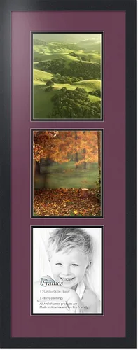 Miniatura 275 de ArtToFrames Marco de fotos tipo collage con estera doble con 3 aberturas de 5x7 y marco negro satinado Uva