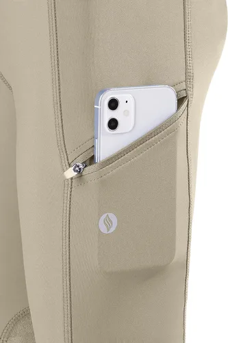 Miniatura 3 de SANTINY Pantalones de equitación para niñas con bolsillos con cremallera para niños, pantalones ecuestres elásticos con parche en la rodilla