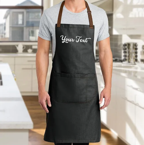 Miniatura 3 de TEEAMORE Custom Embroidered Aprons for Women Men Add Your Text Chef Kitchen Grill Apron Dark Midnight