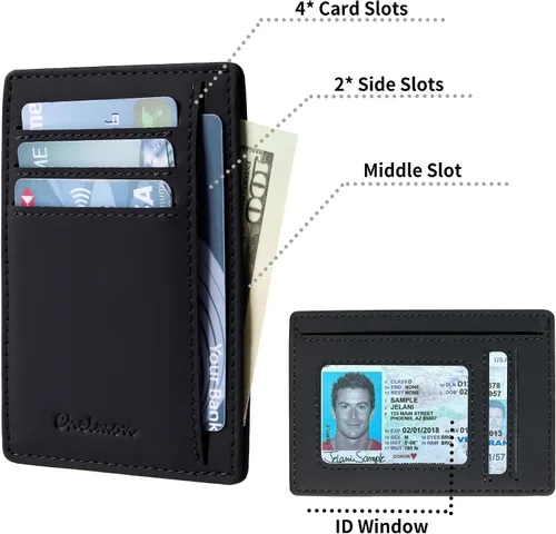 Miniatura 58 de Cartera Chelmon Slim RFID - Cartera de bolsillo frontal minimalista para tarjetas de crédito delgadas