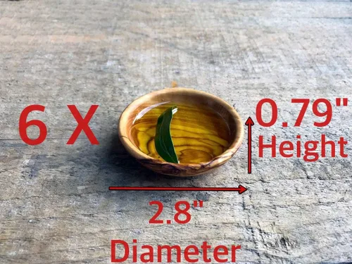 Miniatura 4 de Juego de 6 mini cuencos de madera de olivo hechos a mano, mini cuencos de madera hechos a mano