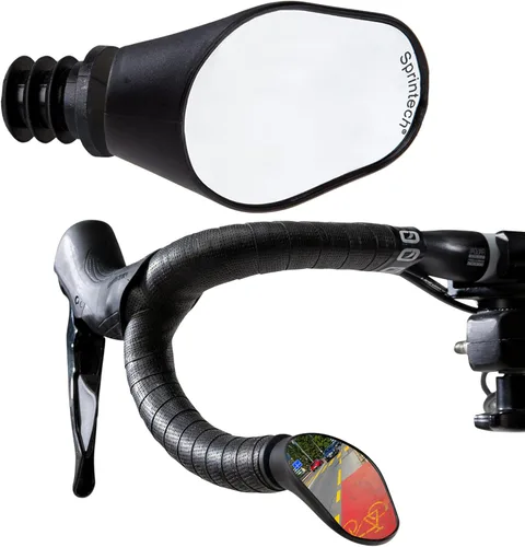 Sprintech Espejo de Bicicleta Cóncavo Chapado en Cromo Fabricado en Suiza para Manillar – Terminado a Mano, Ajustable, Superficie Reflectante,