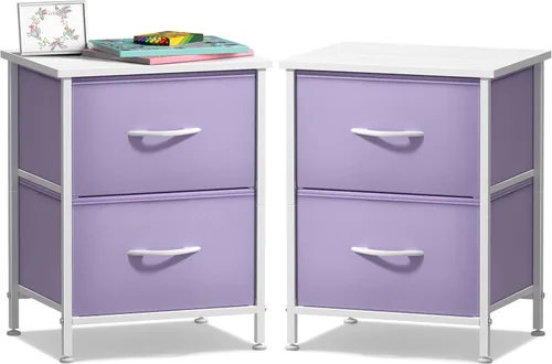 Miniatura 8 de Sorbus - Mesita de noche con 2 cajones - Muebles de noche para niños, mesa auxiliar, mesita de noche - Estructura de acero, tablero de madera