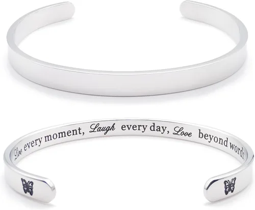 Miniatura 219 de Pulseras inspiradoras para mujer, joyería de acero inoxidable, con refranes, pulsera motivacional con mensaje oculto, pulseras grabadas para mejor