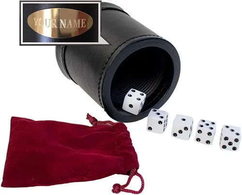 Miniatura 7 de Alex Cramer Golden Gate - Juego de 5 dados blancos, bolsa con cordón y juegos de libro de dados (dados de mentiroso) incluidos, taza de dados