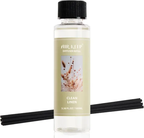 Miniatura 55 de Airkeep Juego de difusor de junco, 3.38 onzas líquidas (3.4 fl oz), difusor de aceite de niebla marina y sal marina con 8 varillas de caña, difusor