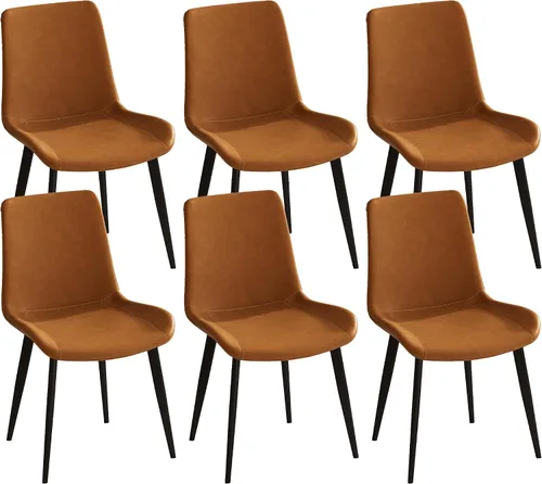 Miniatura 9 de Sillas de comedor con respaldo cómodo y patas de metal resistentes, modernas sillas tapizadas de piel sintética para cocina y oficina para comedor