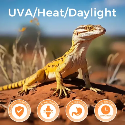 Miniatura 3 de Lámpara de calor para reptiles de 75 W, paquete de 2 bombillas UVA con base E26 para lagartos, tortugas, serpientes y anfibios