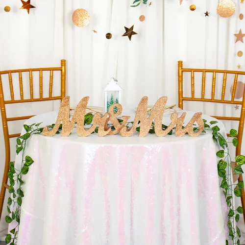 ShinyBeauty Mantel redondo de lentejuelas blanco iridiscente de 50 pulgadas con purpurina, suministros de boda, eventos, fiestas, manteles pequeños