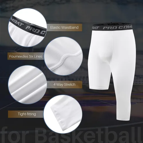 Miniatura 4 de Koalarun Mallas de compresión de una pierna para baloncesto para hombre 34 Capri Sports Leggings Pantalones de entrenamiento atlético, capas base