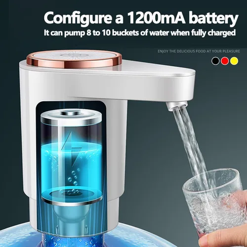 Miniatura 5 de Dispensador de agua para botella de 5 galones, bomba de agua eléctrica de doble salida de agua portátil con carga USB, bomba de jarra de agua Negro
