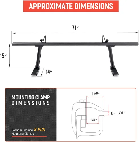 Miniatura 2 de Modelo APX2502-BLK - Escalera de aluminio para camioneta de perfil bajo con topes de carga