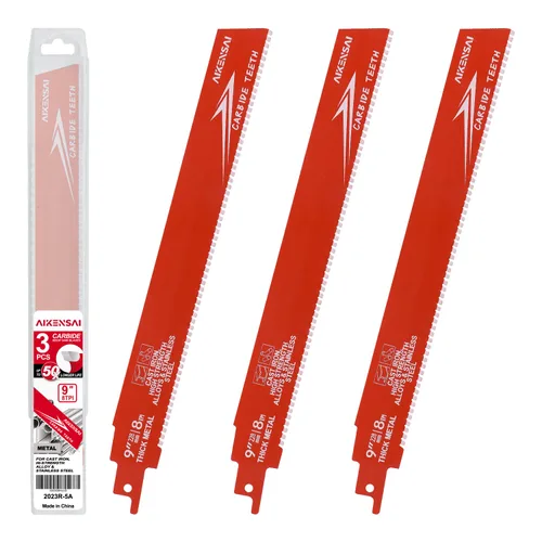 Miniatura 6 de Paquete de 3 hojas de sierra de carburo 8TPI de 6 pulgadas para sierra recíproca de carburo de metal grueso para hierro fundido y acero aleado