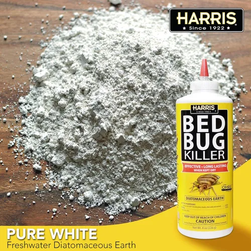 Miniatura 6 de Polvo de tierra de diatomeas Harris HDE-8 para chinches de cama, 8 onzas, amarillo