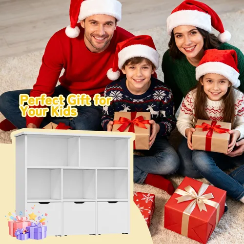 Miniatura 8 de Teckid Estantería para niños y almacenamiento de juguetes, organizador de juguetes con 3 contenedores móviles y 5 cubos abiertos, almacenamiento