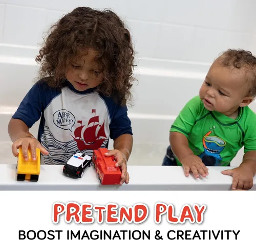 Miniatura 6 de SplashEZ Juguetes de baño para bebés sin moho, juguetes de baño sin agujeros para niños pequeños, juego de 6 autos para bañera para niños, juego