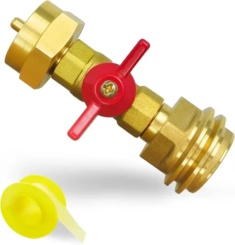 Adaptador de tanque de propano de 1 libra a 20 libras con válvula, Conver CGA600 a QCC/Tipo 1 conector macho, se adapta a cilindros desechables de 1