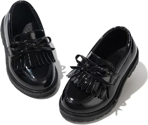KIDSUN Zapatos de vestir para niño y niña con cordones cómodos Oxford uniformes escolares mocasines planos bebéniño pequeño