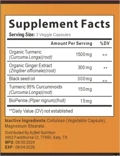 Miniatura 4 de World 1st.Aceite de cúrcuma Curcumina de jengibre y semillas negras, 120 cápsulas, 2250 mg, 95% curcuminoides, BioPerin añadido, extra fuerza
