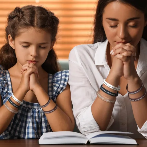 Miniatura 40 de Estune 120 pulseras de versículos de la Biblia, con cita motivacional, pulseras de goma, pulseras de silicona religiosas, pulseras de silicona