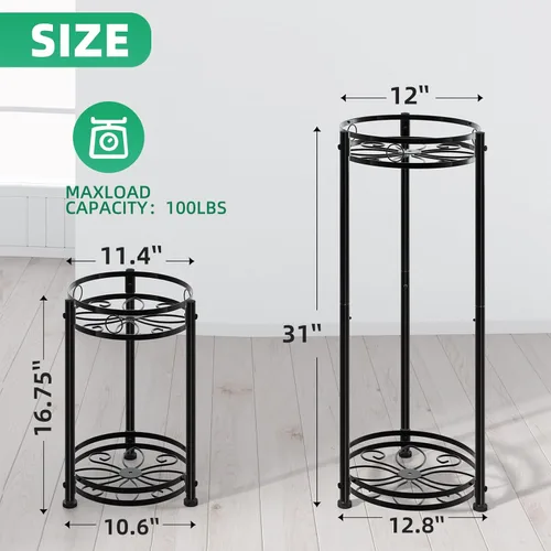Miniatura 6 de Simple Trending Soporte redondo para plantas para interiores y exteriores, resistente al agua, de metal, alto de 31 pulgadas, estante de exhibición