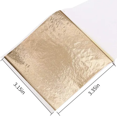 Miniatura 2 de Hojas de Pan de Oro de Imitación - KINNO Lámina Dorada Champán Multiusos para Hogar, Pared, Marco, Techo, Decoración de Muebles, 100 Hojas de 3.15