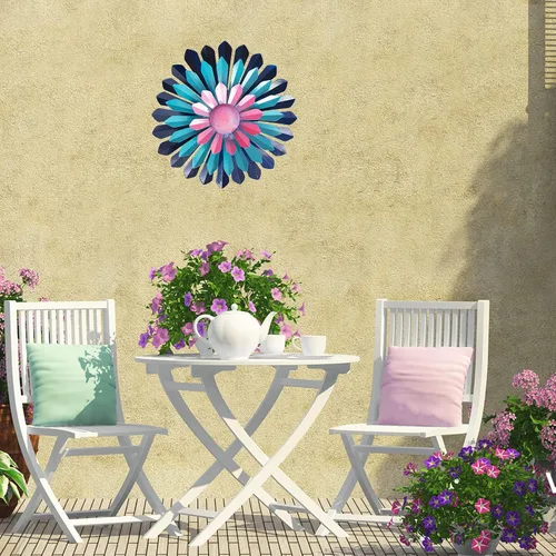Miniatura 2 de LITIALLY Arte de pared de flores de metal de 12 pulgadas, decoración de jardín, bonitas flores, decoración de pared de baño, para colgar en el patio