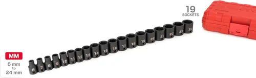 Miniatura 2 de TEKTON Juego de llaves de impacto de 6 puntos con accionamiento de 3/8 pulgadas, 19 piezas (0.236-0.945 in) - Estuche SID91302