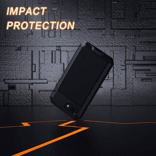Miniatura 2 de Lanhiem Funda para iPhone 7 Plus/8 Plus, resistente a los golpes, [Tough Armour], funda de metal con protector de pantalla integrado, funda Negro