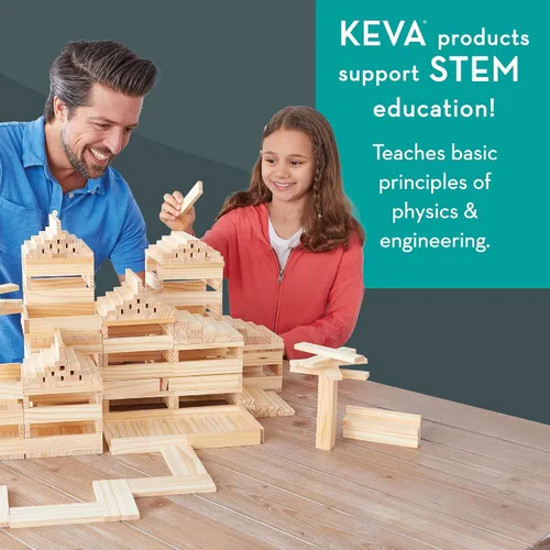 Miniatura 5 de MindWare KEVA Contraptions, juego de construcción de bloques de madera, kit de carrera de mármol, incluye 2 bolas - 400 tablones