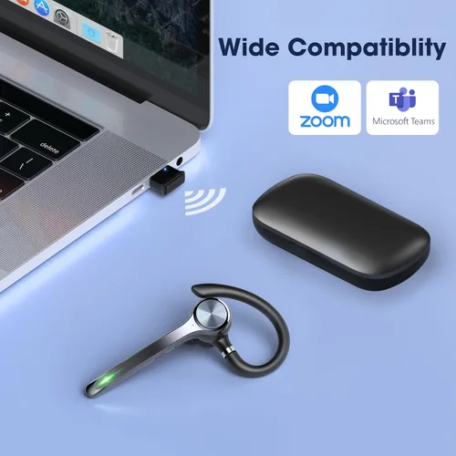 Miniatura 7 de Ngsod Auriculares Bluetooth, auricular inalámbrico con micrófono de cancelación de ruido mejorado, funda de carga de 500 mAh compatible con tiempo