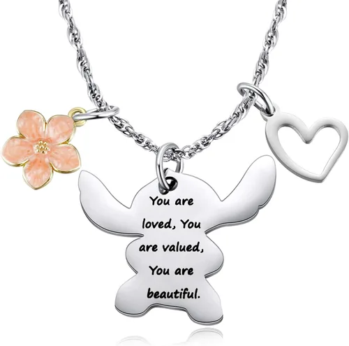 MIXJOY Bonito collar de dibujos animados de Stitch para mujeres y niñas, inspirado en el cumpleaños de Stitch para nieta, hija, sobrina