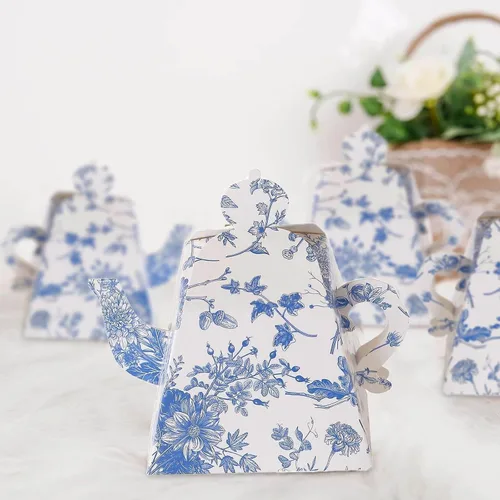 Miniatura 13 de Efavormart - Paquete de 12 bolsas de regalo de fiesta de té floral vintage de 6 x 7 x 3 pulgadas, bolsas de papel con asas de cinta para recuerdos