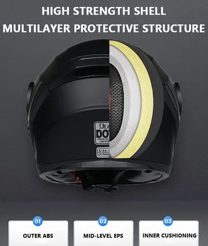 Miniatura 6 de Casco modular con Bluetooth abatible, de cara completa, doble visera solar, certificado por DOT, altavoz dual integrado con micrófono, cascos de 3