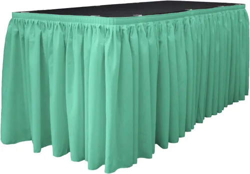 Miniatura 13 de LA Linen Falda de mesa de popelina de poliéster para mesas rectangulares, tela plisada para banquetes de boda, 14 pies por 29 pulgadas de largo