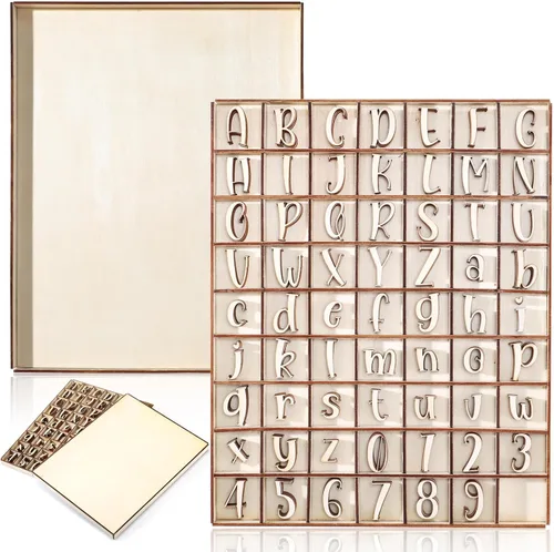 Geelin 248 letras del alfabeto de madera de 1 pulgada con caja de almacenamiento, letras de madera en blanco sin terminar con bandeja de
