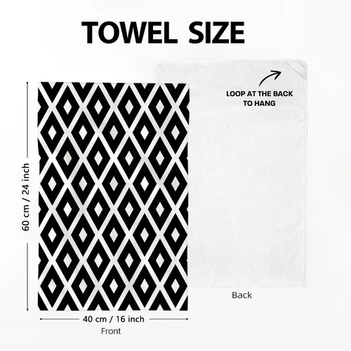 Miniatura 2 de Juego de 2 paños de cocina y paños de cocina con diamantes en blanco y negro, toallas de cocina para secar platos, suaves y absorbentes, secado a