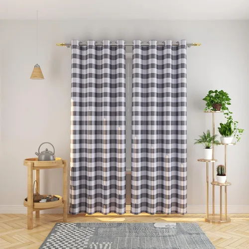 Miniatura 53 de Cortinas de 24 pulgadas de largo con diseño Buffalo Check Gingham Plaid para ventanas de cocina y baño, tratamiento para ventanas con 2 paneles